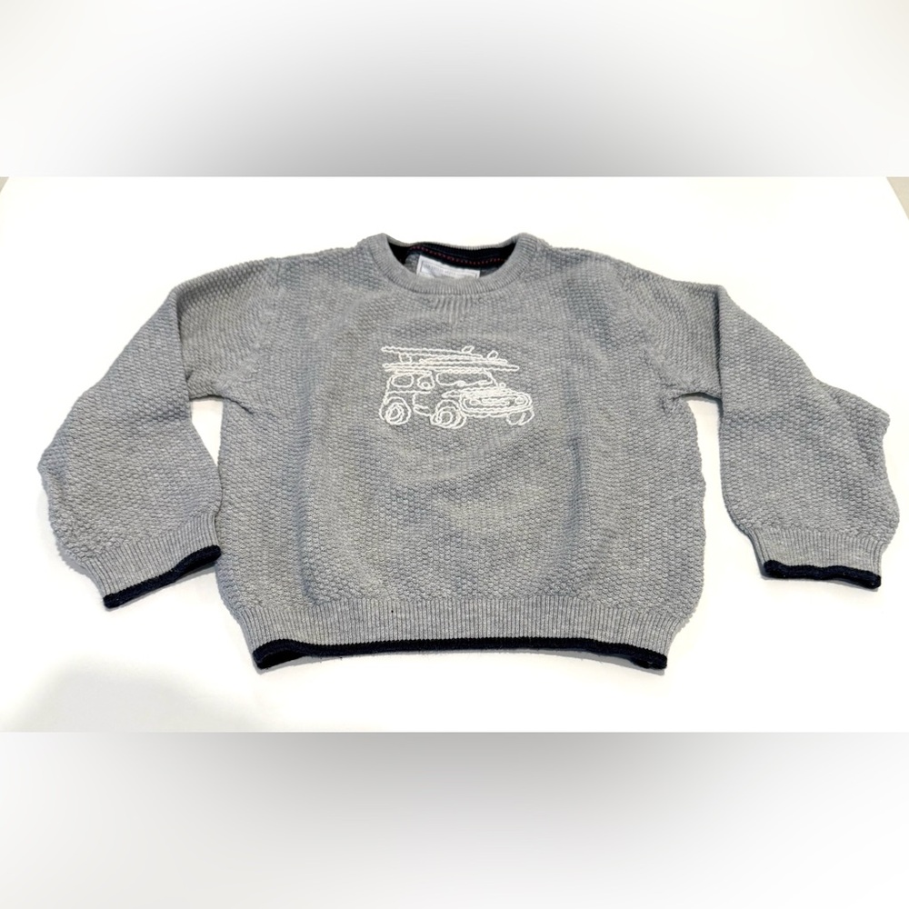 Stylish Gray Kids' Sweater with Car Design